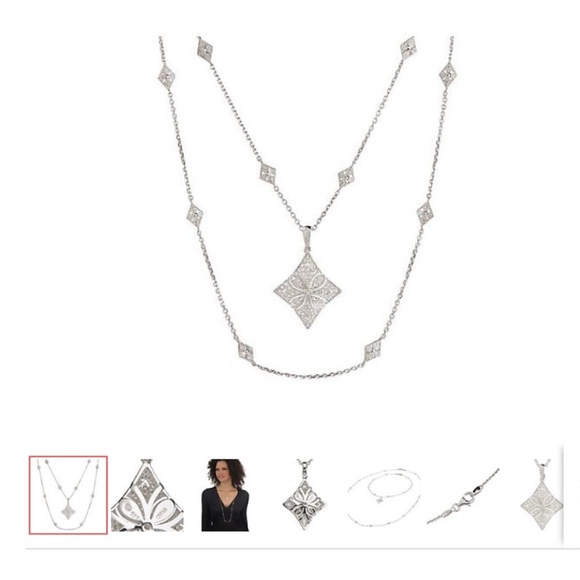 Affinity Diamond 1/4 CT TW Sterling 3-Piece Vintage Inspired Necklace Set/NEW! - Picture 7 of 8